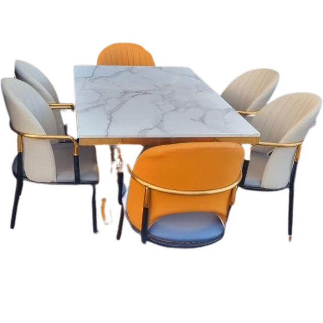 pure marble table with six chairs