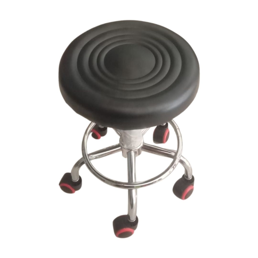 Leather Padded Swivel Stool with Wheels
🪑 Comfortable Round Seat – Padded with soft leather for all-day use

🔄 360° Swivel Base – Smooth rotation for easy movement

🛞 Mobile Design – Fitted with 5 caster wheels for stability and mobility

🏗️ Sturdy Chrome Base – Strong, shiny, and easy to clean

📏 Adjustable Height – Ideal for salons, studios, kitchens, and counters