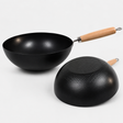 Redberry  pre-seasoned cast iron kadai with wooden handle