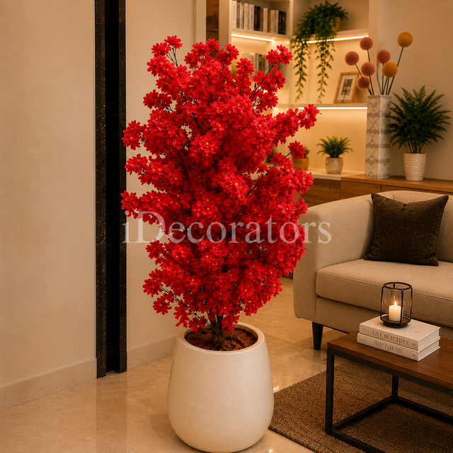 Red Cherry Blossom Artificial Tree