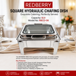 Redberry square hydraulic chafing dish 6 litre stainless steel buffet food warmer with soft-close glass lid for catering and hotel serving in Kenya