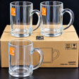 Clear Glass Dawa Mugs with Handle, 380ml — 6 Pieces spn