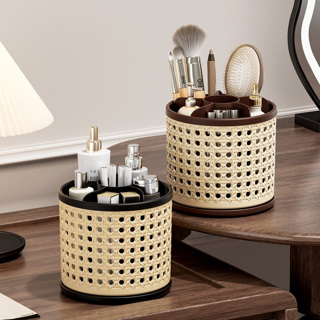 Retro Rattan Rotating Storage Organizer cry
