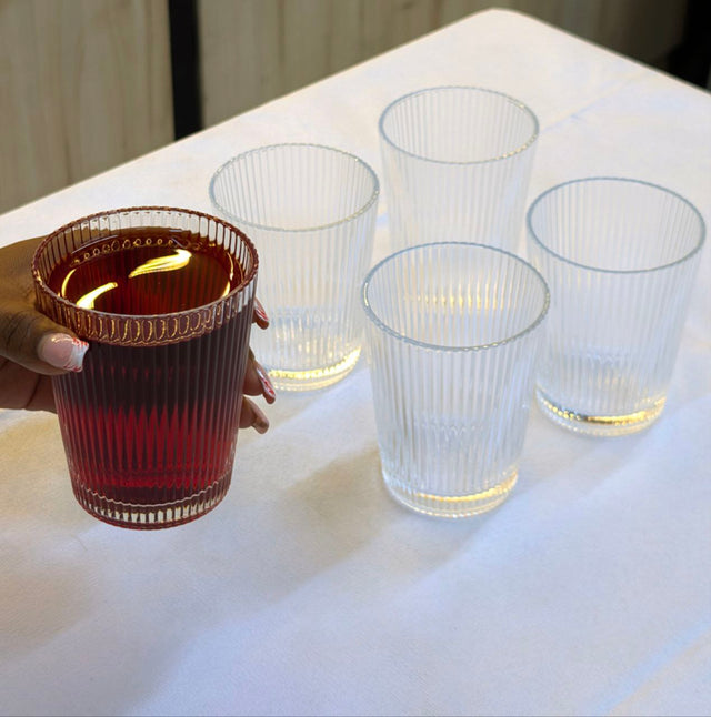 Ribbed Tumbler Drinking Glass 250ml