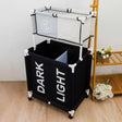 Rolling Laundry Hamper with Dual Sorting Baskets & Storage Shelf