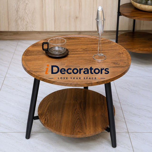 Round Coffee Table with Shelf