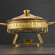 Round Glass Chafing Dish with Gold Stand – 2 liters