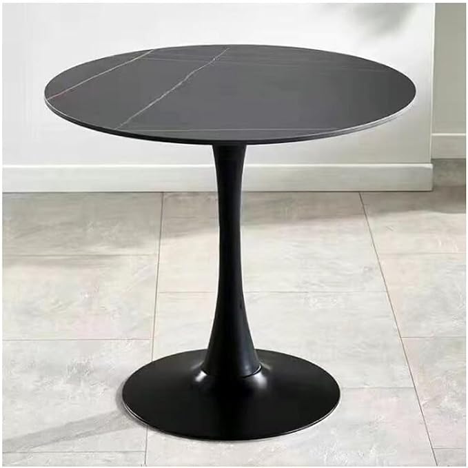 Round tulip dining table black marble effect top pedestal base — iDecorators Kenya