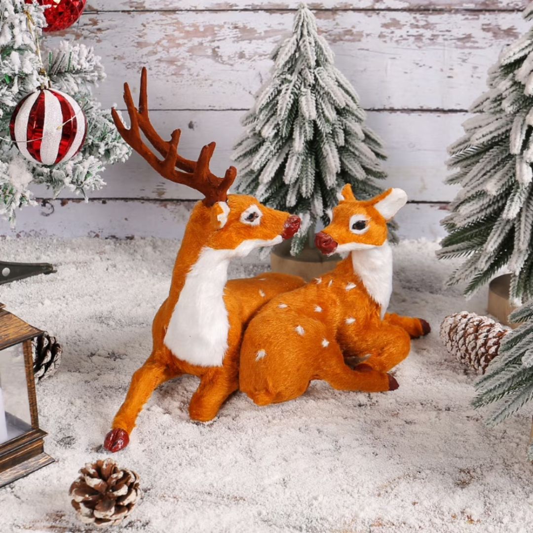 Christmas Reindeer Couple Figurines