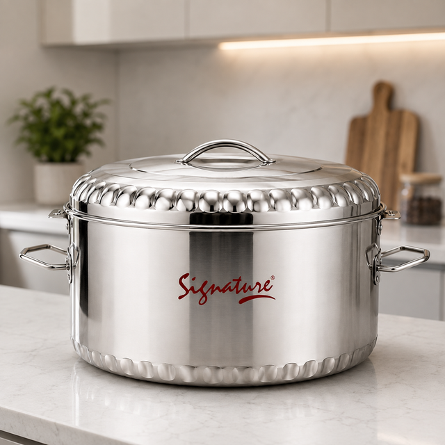 30 litre heavy duty stainless steel insulated hotpot food warmer with lid and side carrying handles