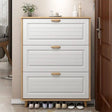 Shoe cabinet white with wood finish frame 3 flip down drawers at entryway — iDecorators Kenya