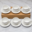 White Fine Porcelain Cappuccino Cup and Saucer Set, 250ml — 12 Pieces spn