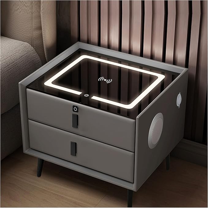 Smart bedside table cabinet with wireless charging Bluetooth