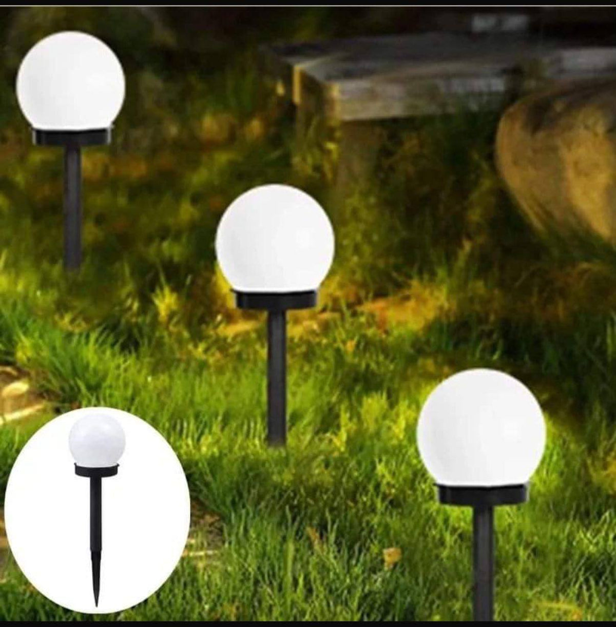 Solar garden lights frosted globe warm light lawn pathway — iDecorators Kenya