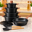 UCC Life Black Cookware Set with Brick Pattern Exterior spn
