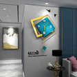 Square pendulum wall clock teal gold modern living room — iDecorators Kenya