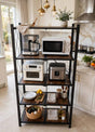 Storage rack black steel and oak finish 5 tier foldable with wheels — iDecorators Kenya