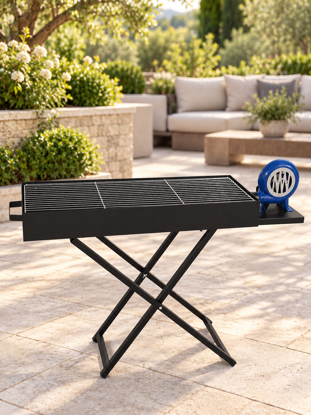 Foldable Charcoal BBQ Grill with Air Blower
Foldable charcoal BBQ grill black steel with air blower portable camping — iDecorators Kenya