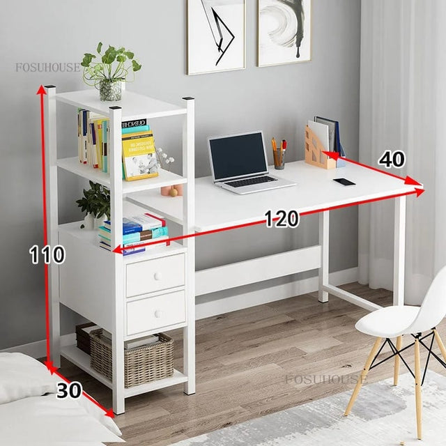 Computer desk white wood with bookshelf and drawers — iDecorators Kenya