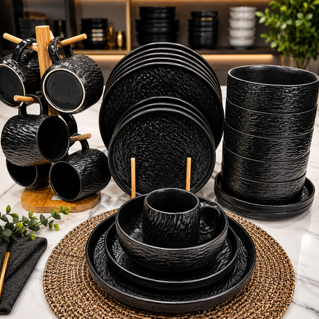Textured Matte Ceramic Dinner Set 24 pcs set