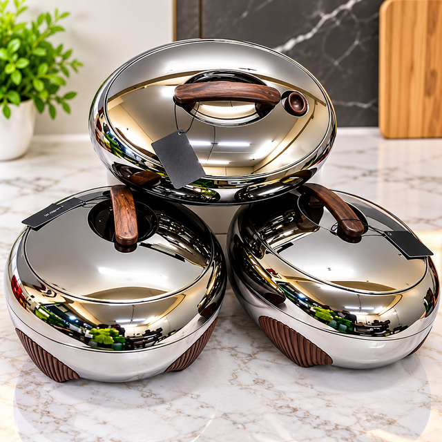 Forever Gold Silver Insulated Food Warmer Hotpot Set spn
