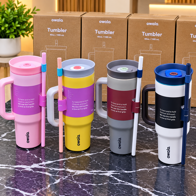 Tumbler two-tone colours with handle and straw by Owala, 40oz — iDecorators Kenya