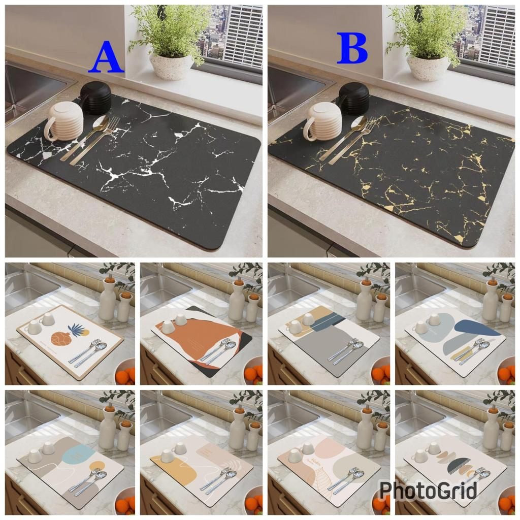 Absorbent dish drying mat