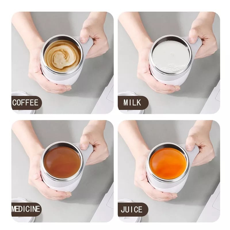 Self stirring cup