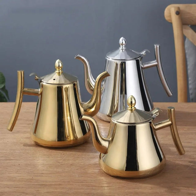 stainless steel teapot with infusion set