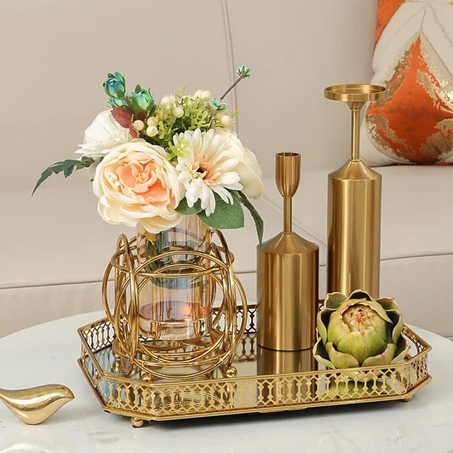 Light Luxury Metal Vase Decoration Living Room Coffee Table Flower Arrangement Dry Flower TV Cabinet Porch