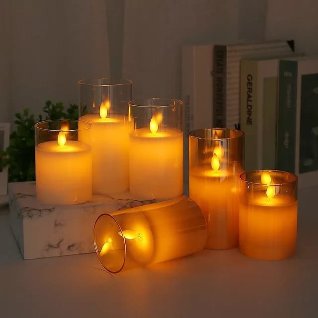 L.E.D Glass Candles with Remote control 3PCS