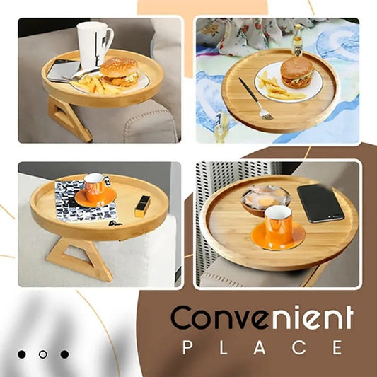 Round bamboo sofa tray