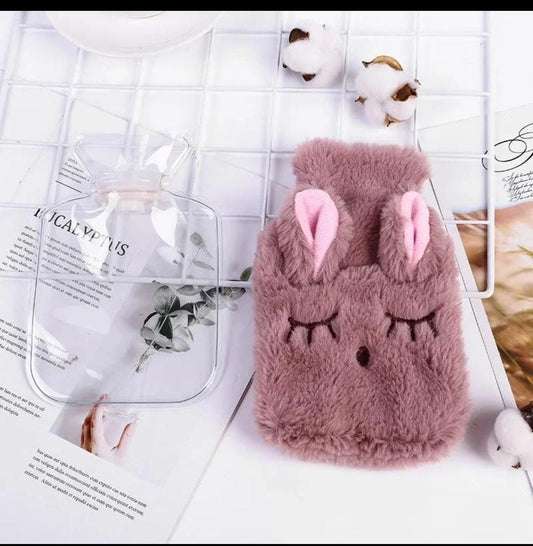 Cute rabbit shape fleece hot water bottle.