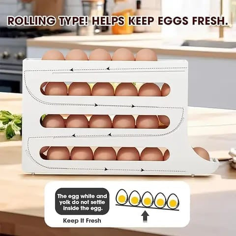 Refrigerator 4 layer automatic egg roller sliding egg tray