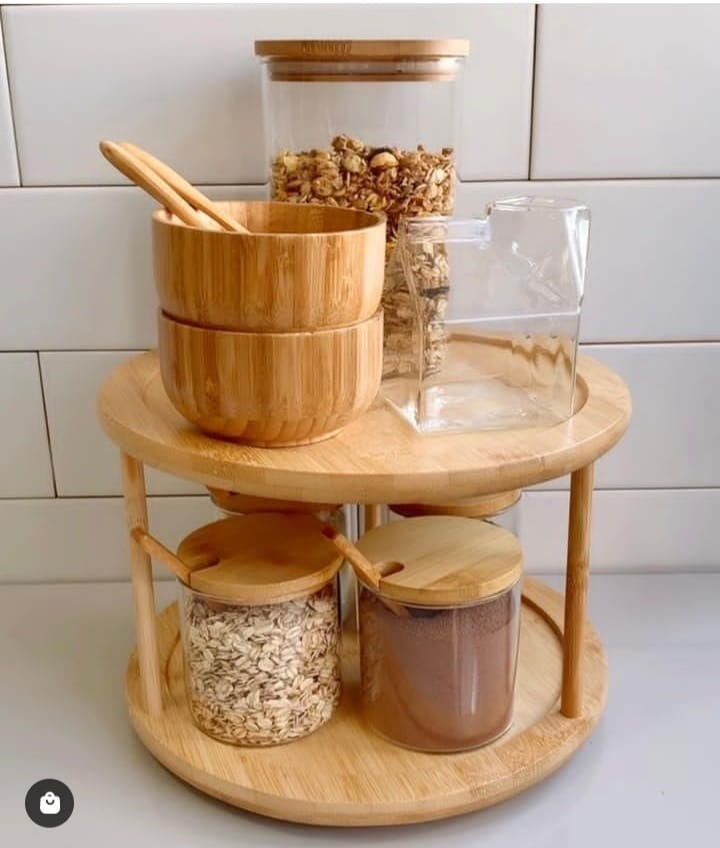 Bamboo rotating spice rack