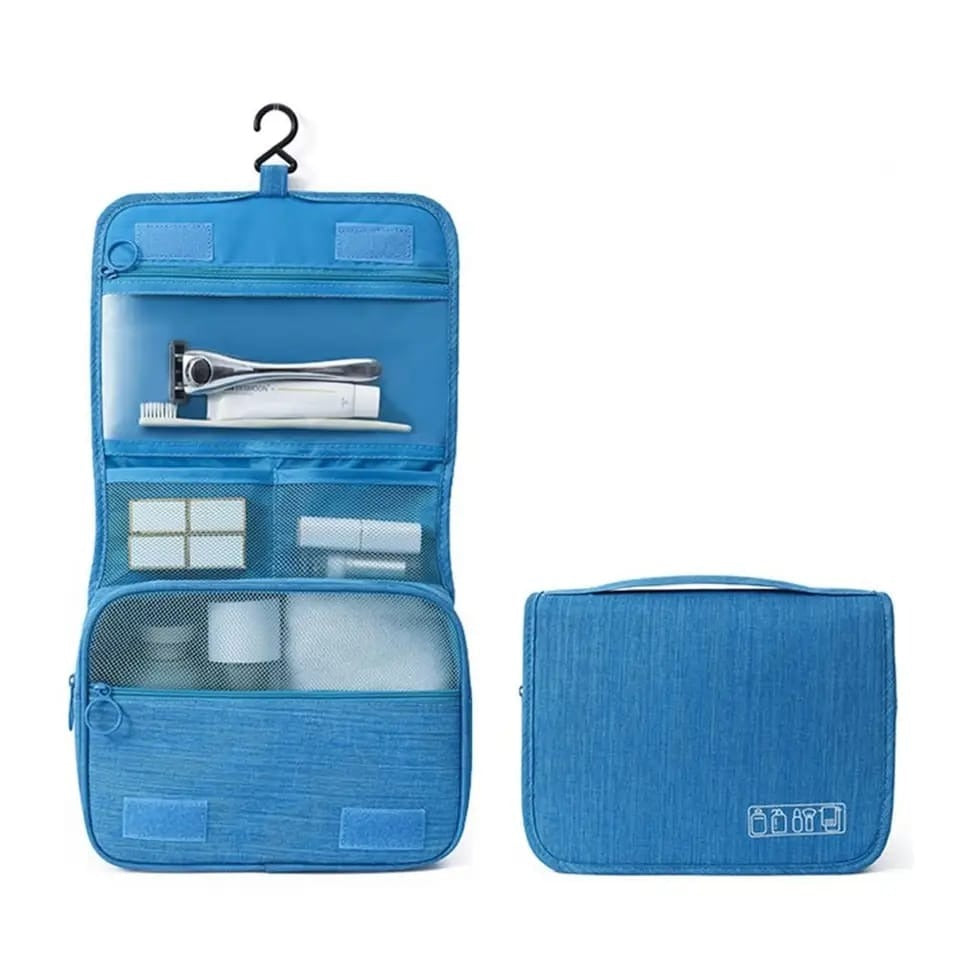 Portable cosmetic makeup toiletry bags with hooks