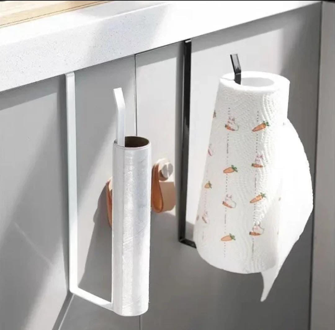 Shelf mounted metallic paper roll holder cabinet storage rack home tissue towel rack wall hanging shelf organizer