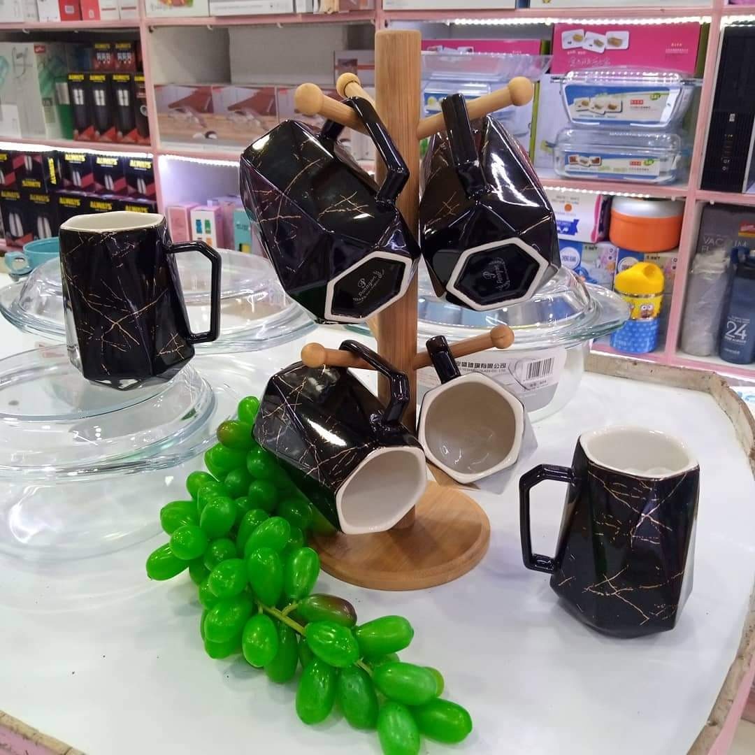 Marble Ceramic Cups 7 Piece