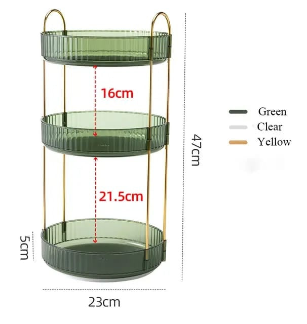3 Tier Rotating  Multifunctional Transparent makeup/Cosmetic organizer