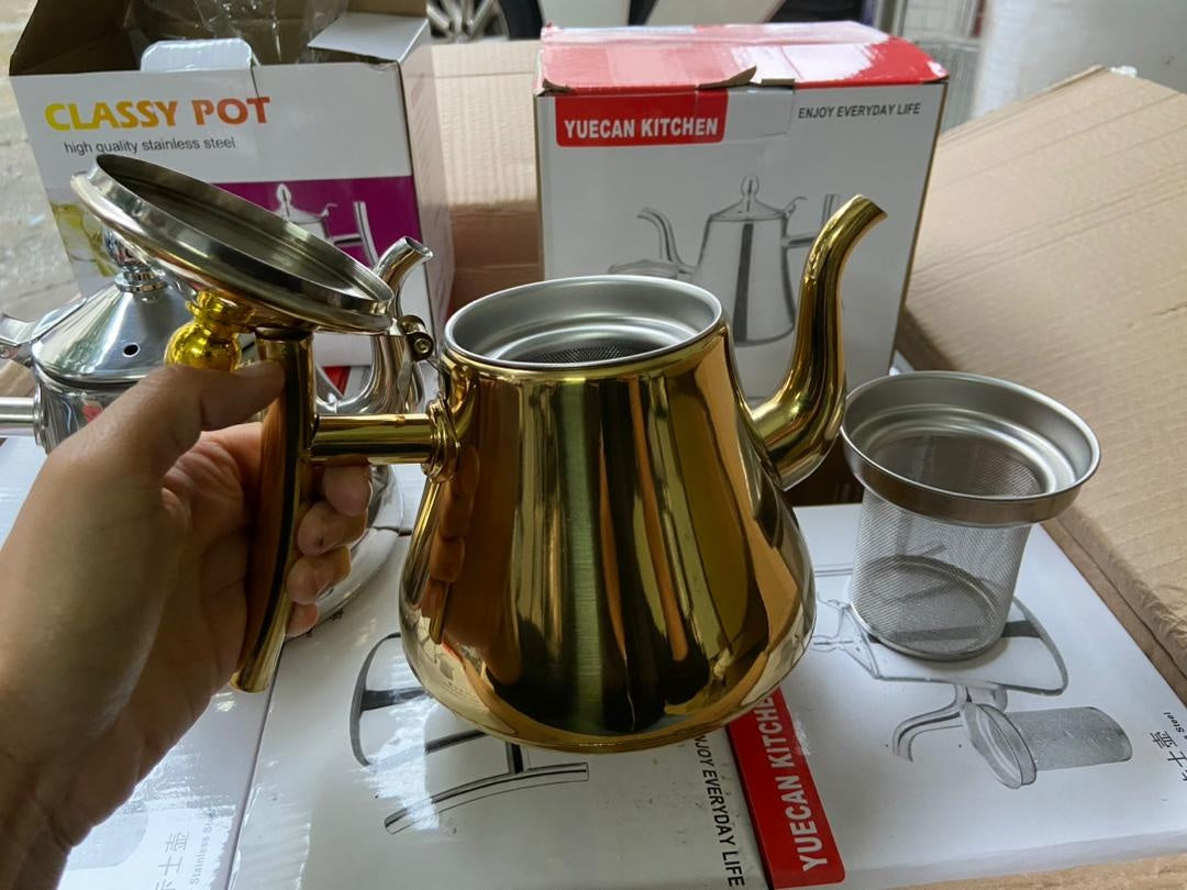 stainless steel teapot with infusion set, very suitable for ADT flowers, stove coffee pot, safe