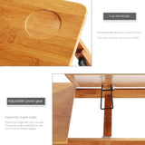 Foldable Bamboo laptopTable with double Fans and a drawer
