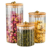 Set Glass Storage Jars With Bamboo Lids