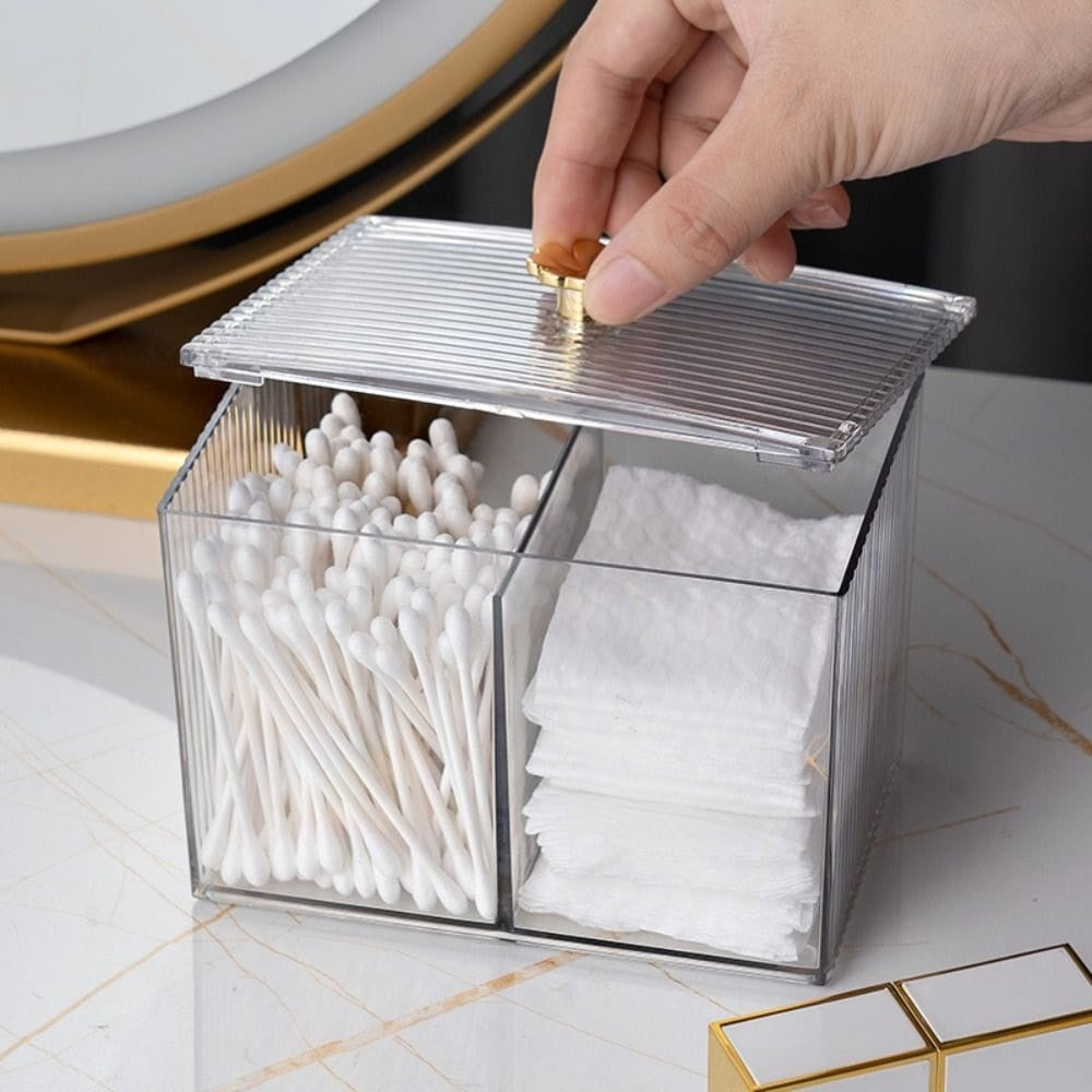 Double Multifunction Makeup Cotton Pad Storage Box for Cotton Swab Rod Cosmetics Jewelry Bathroom Container Lipstick Organizer Box