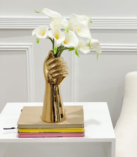 Ceramic folded hand vase