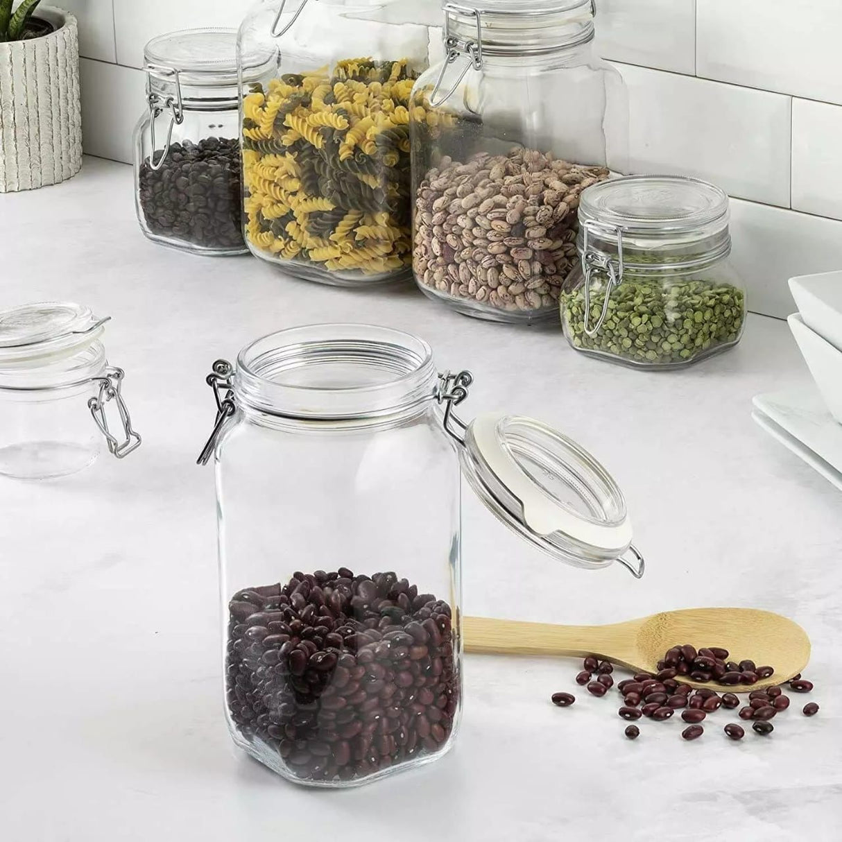 Air tight clip glass jar storage