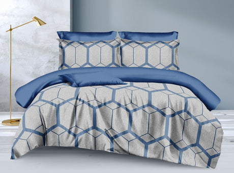 6 by 7 binded duvet with one bedsheet and 2 pillow cases