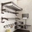 7pcs Multifunctional Aluminum Bath Towel Storage Rack Set Bathroom Storage Rack