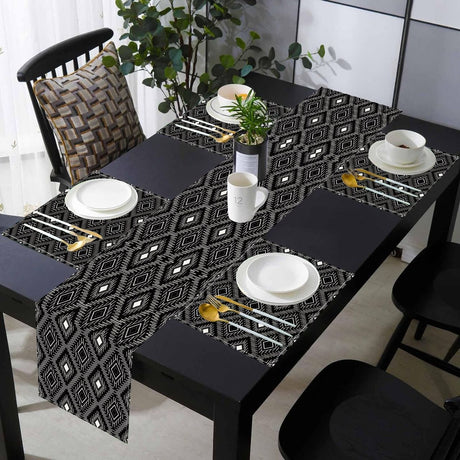 Bohemian Table Runner And Placemats Set Polyester Printed Floral Patterns Hand Washable Tablecloth For Dining Room Tables