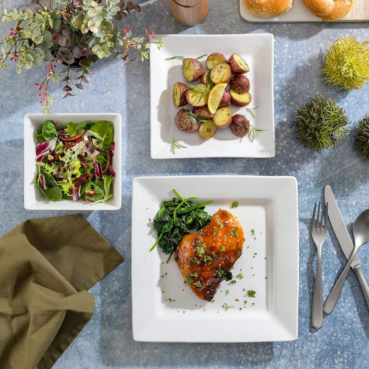 double square dinner plate 18pc