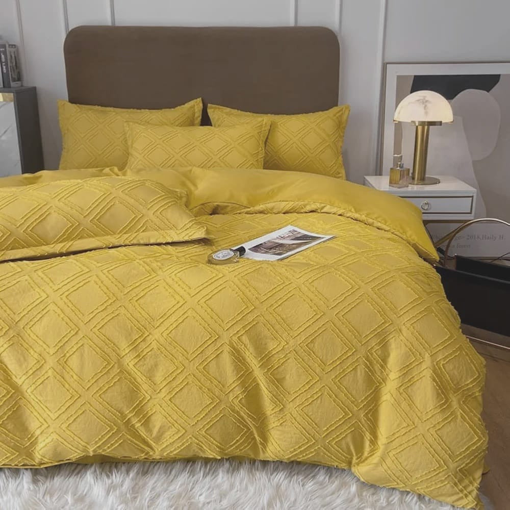 Luxury Tufted Wave Design Duvet cover set
